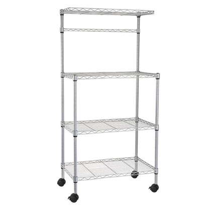 US Local 4-layer Powder Coated Wheeled Microwave Oven Rack, Stainless Steel