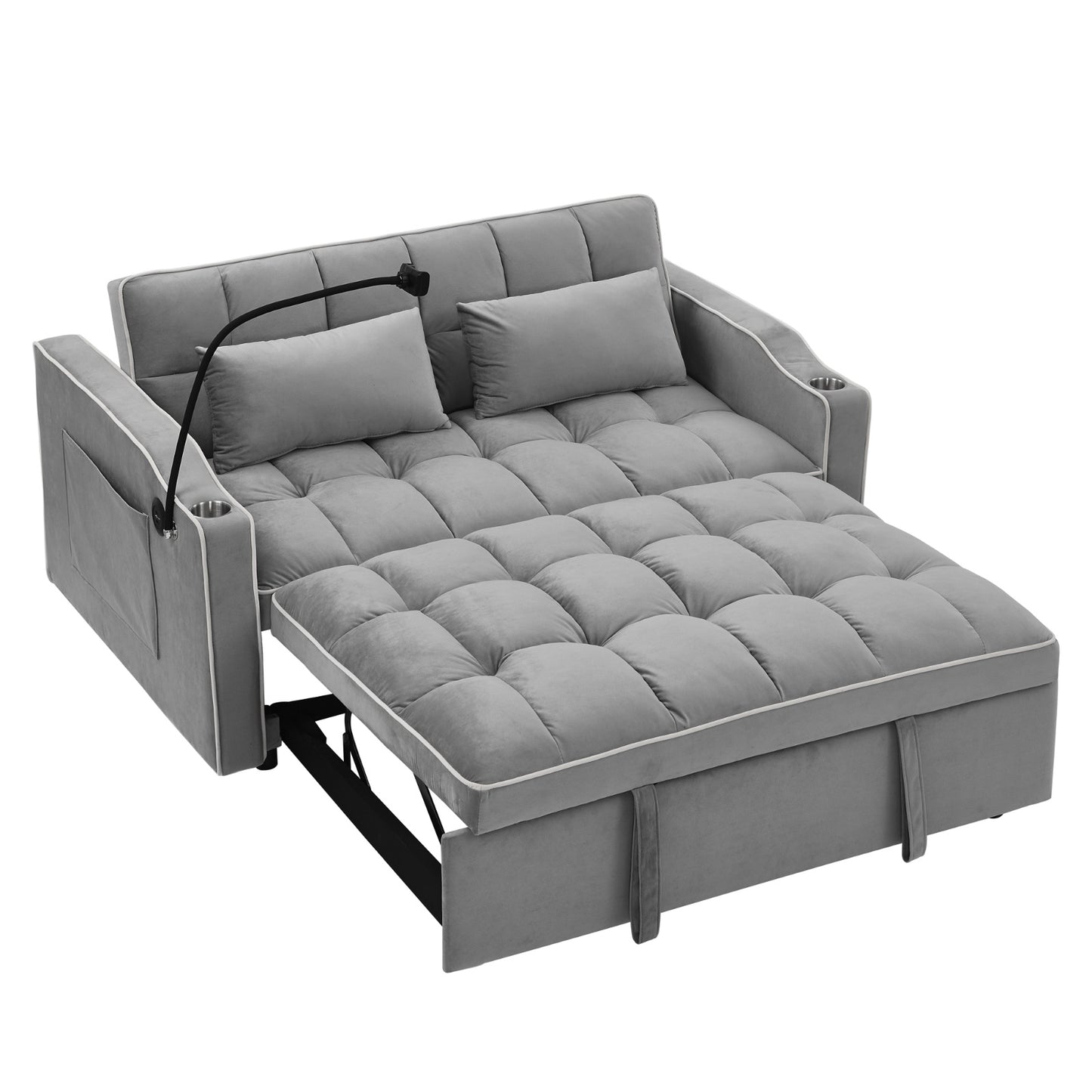 US Local 55.51 Inch Versatile Foldable Sofa Bed In 3 Lengths, Modern Sofa Sofa Sofa Velvet Pull-out Bed, Adju
