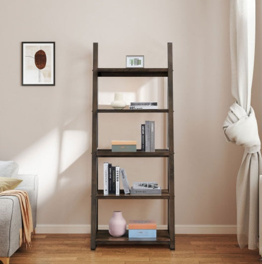 US Local 5 Tiers Of Shelves, Bookshelves, Storage Shelves, Bookshelves With Rubberwood Frames