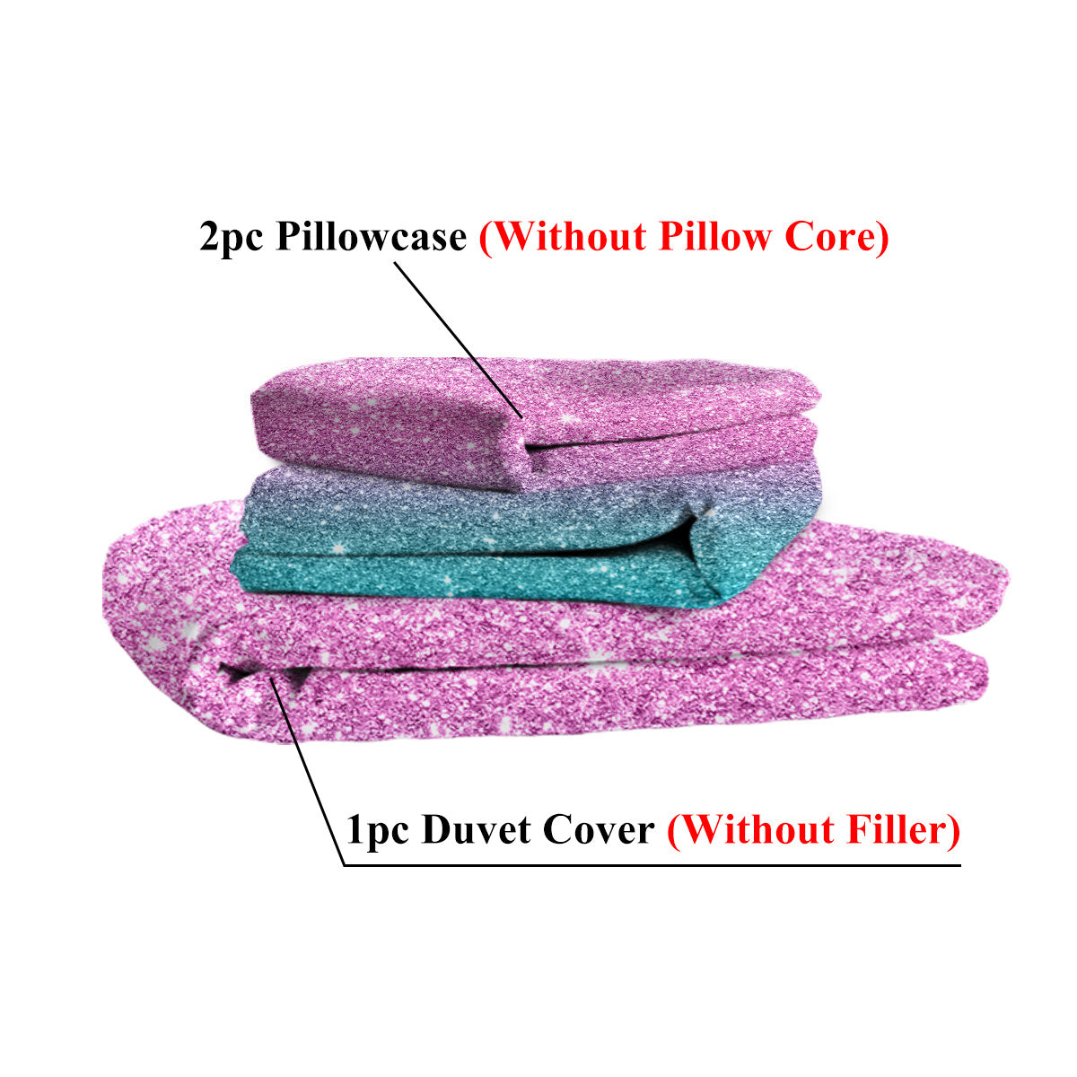 US & UK Local Girly Duvet Cover Rainbow Glitter Ombre Bedding Sets 3 Pcs Chic  Purple Blue Green Pastel Bed Spreads Sparkle Quilt Cover Set With 2 Pillow Shams
