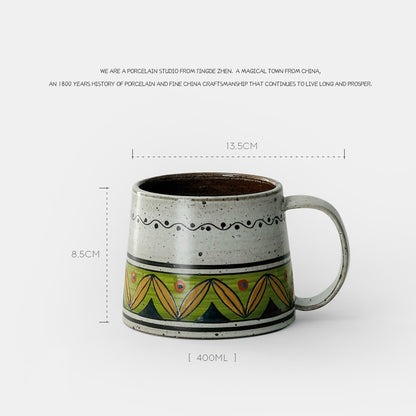 价格高 Coffee Cup Personalized Plant Hand-painted Mug American Ceramic