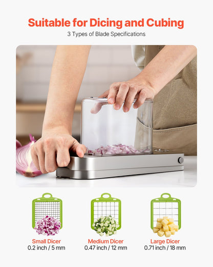 US Local Vegetable Chopper Food Veggie Cutter 3 Stainless Onion Slicer With Container