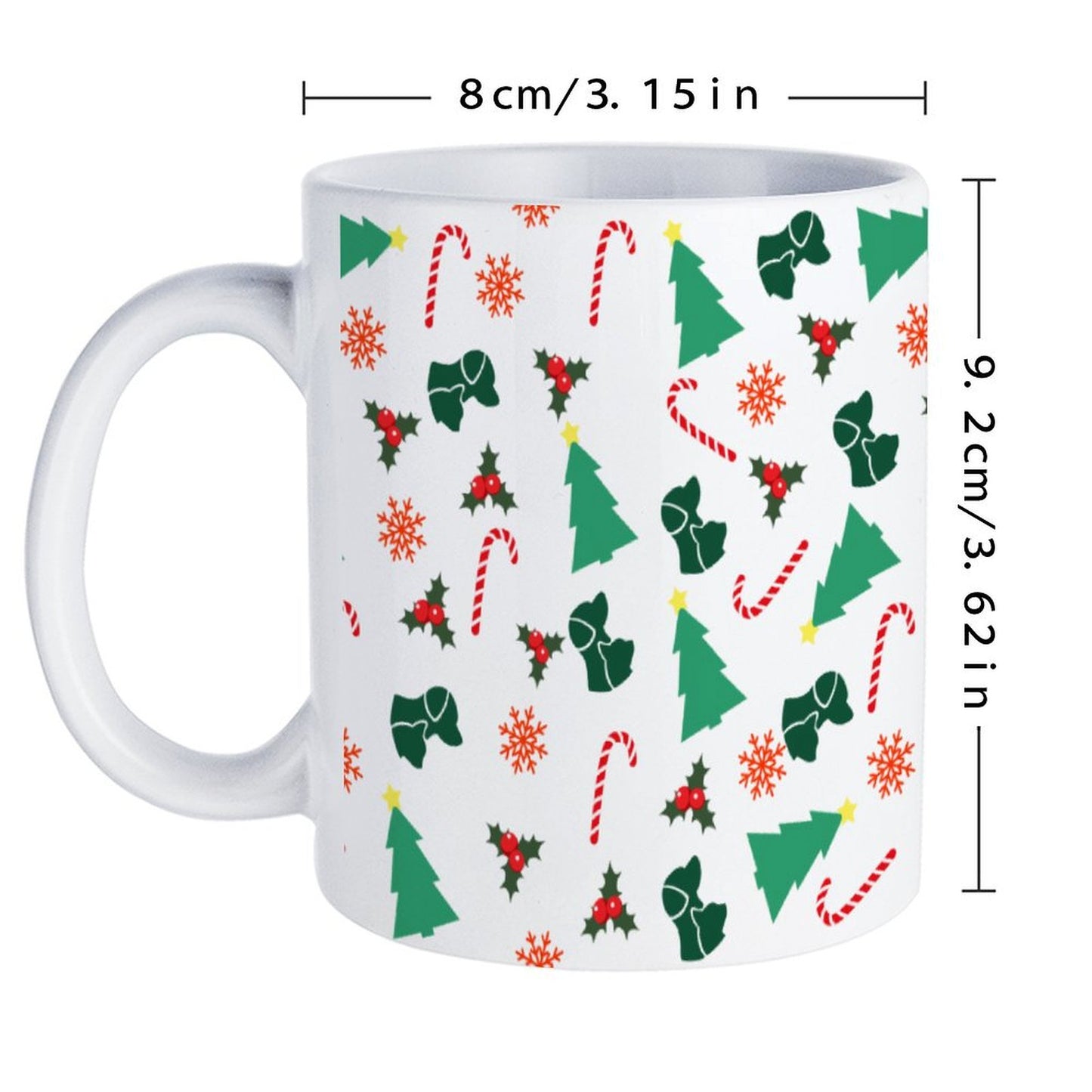 POD US Local White mug with full print, Christmas Tree Dog Cat Candy Snowflake 0027