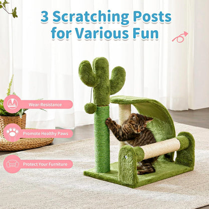 US Local Cactus Shape Natural Sisal Rope Easy To Assemble Green Cat Scratching Post