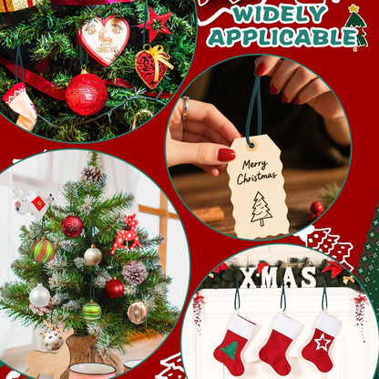 US Local 150Pcs Ornaments String For Christmas Tree, Adjustable Ornaments Ribbon Hangers Christmas Ties String Ribbon Loops For Ornament Hanging Tree Decorations, Green