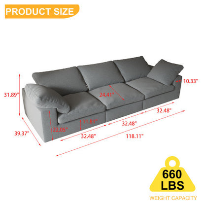 US Local F-Concept Chenille Fabric Upholstered Sofa, Oversized Comfy Cloud 3-Seater Sofa Couch, Double Plush Cushion For Living Room,Grey