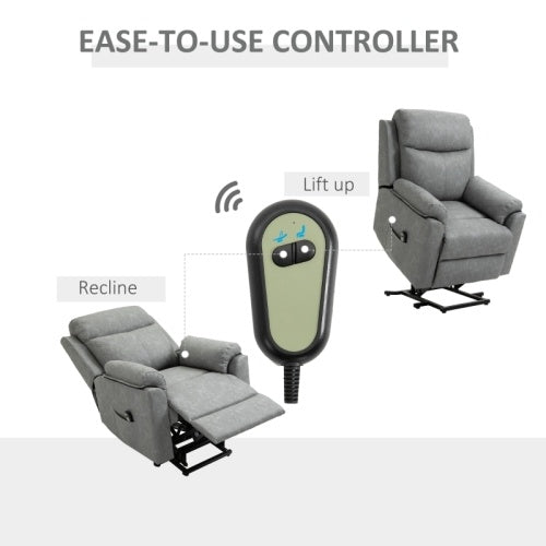 UK Local HOMCOM Faux Leather 70 Electric Riser Recliner Chair - Grey