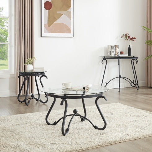 US Local Suitable For Living Room 2-piece Tempered Glass Surface Coffee Table Set