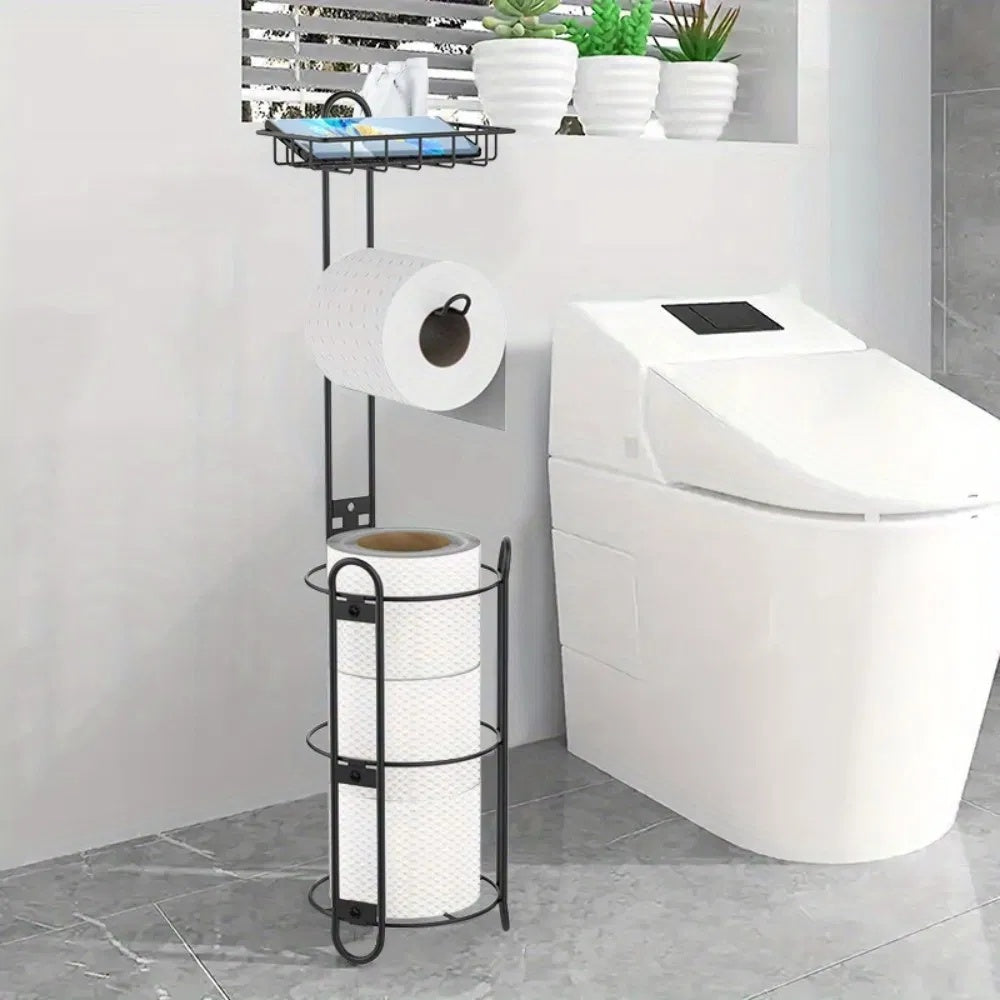 US Local Toilet Paper Holder With Shelf, Bathroom Freestanding Toilet Paper Holder, Clearance Disposal
