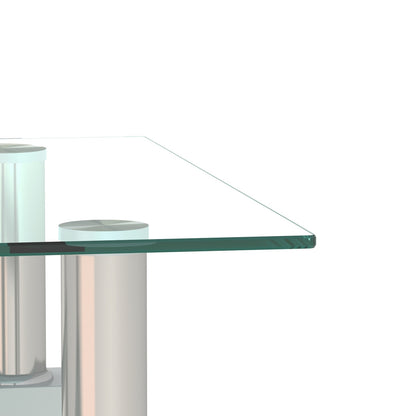 US Local 2-Pc Modern Tempered Glass Coffee Tea End Tables For Living Room