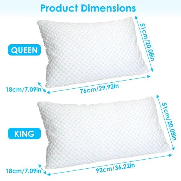 US Local 1 Pc Shredded Memory Foam Pillow Adjustable Cool Pillow With Extra