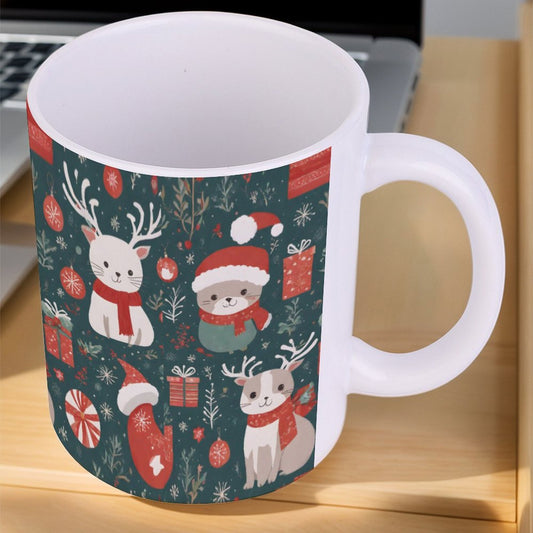 POD US Local White mug with full print, Christmas, Scarves, Animals 0093