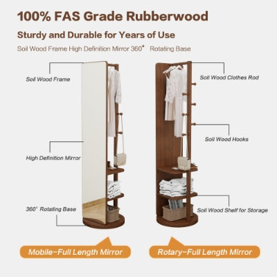 US Local Full Ength Mirror, Rubber Wood  Mirror 65.7x17.7 Inches Mirror Width 13.7 Inches Large Full Length Mirror Easy To Dress Organize And Place In The Bedroom Living Room Office Cloakroom