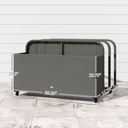 US Local Rattan Pool Float Storage Organizer With Wheels, Mixed Gray