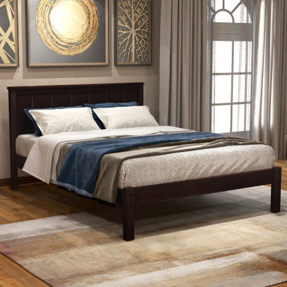 US Local Platform Bed Frame With Headboard, Wood Slat Support, No Box Spring Needed,Twin, Espresso