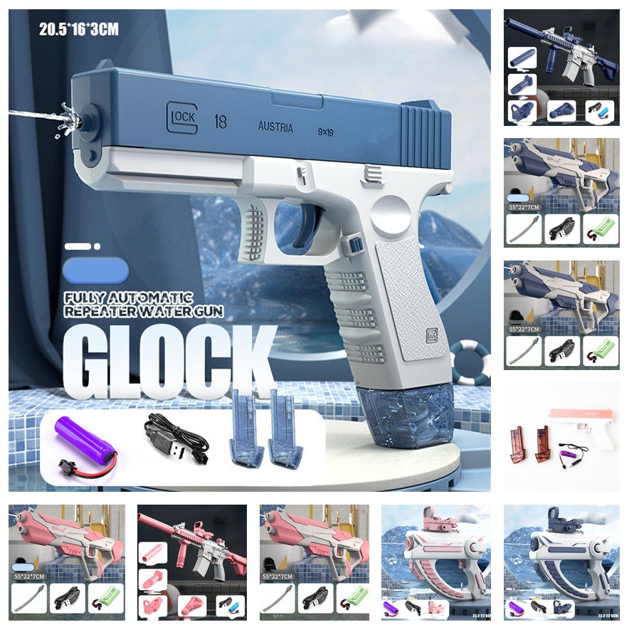 US Local Space Water Gun Electric Automatic Water Absorption Water Fights Toy Outdoor Beach Swimming Pool Bath Toys For Children Kid Gift