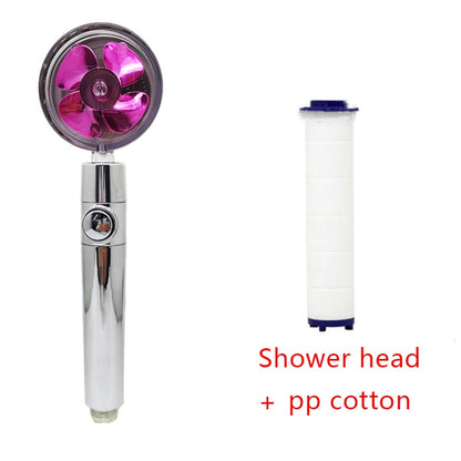 US Local Shower Head Water Saving Flow 360 Degrees Rotating With Small Fan ABS Rain High Pressure Spray Nozzle Bathroom Accessories
