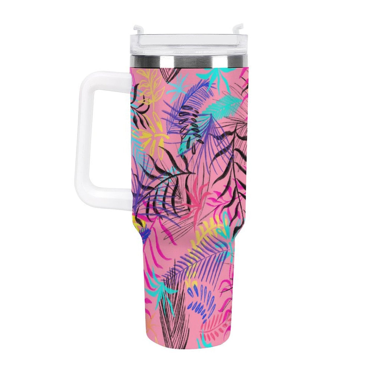PHDT00388 POD US Local Tumbler 40 oz Large Capacity Car Cup Illustration Leaves Pink