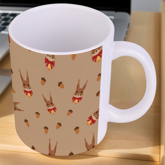 POD US Local White mug with full print, Christmas Squirrel Nuts 0015