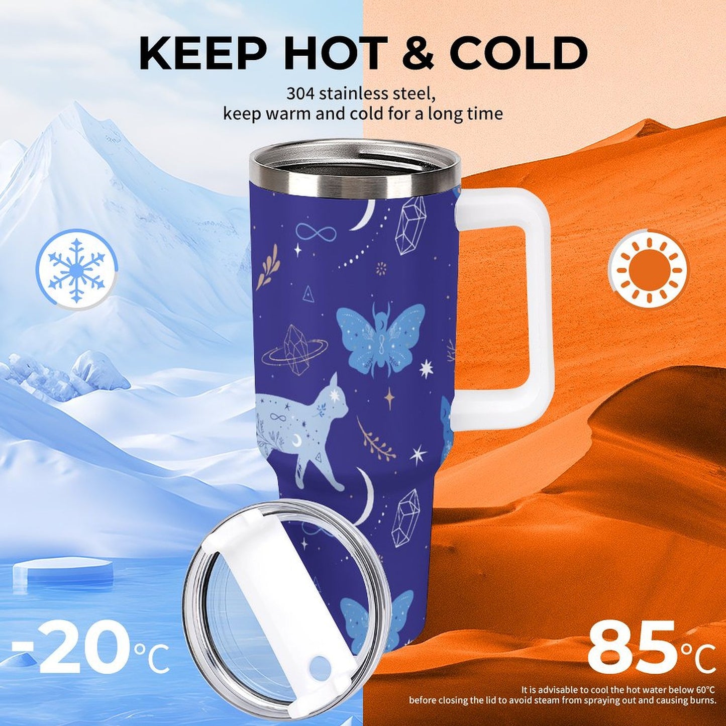 PHDT00406 POD US Local Tumbler 40 oz Large Capacity Car Cup Lovely Cat