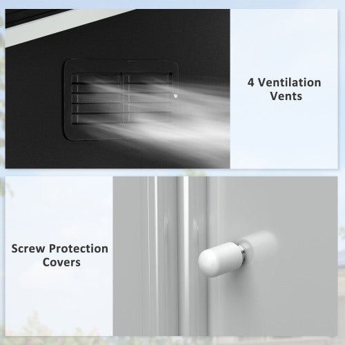 UK Local Outsunny 7.7 X 5.7ft Metal Garden Shed, Galvanised Outdoor Tool Storage House With Ventilation Slots And Sliding Doors, Grey