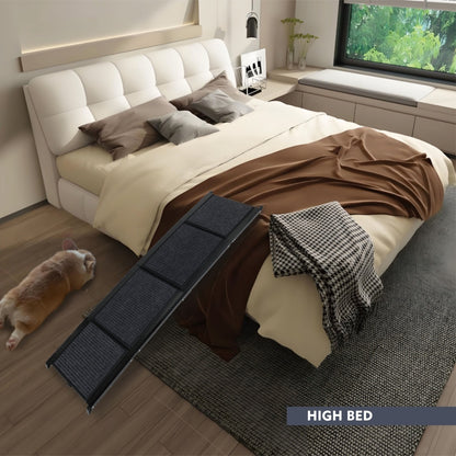 US Local Dog Ramp For Car 65x17 Large Folding Pet Stair Ramps For Truck, SUV, With Non-Slip Surface, Up To 250LBS, Outdoor Dog Car Ramp For Medium Large Dogs, Portable Pet Steps