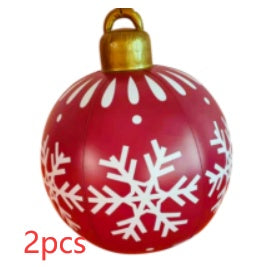 US Local Christmas Ornament Ball Outdoor Pvc 60CM Inflatable Decorated Ball PVC Giant Big Large Balls Xmas Tree Decorations Toy Ball