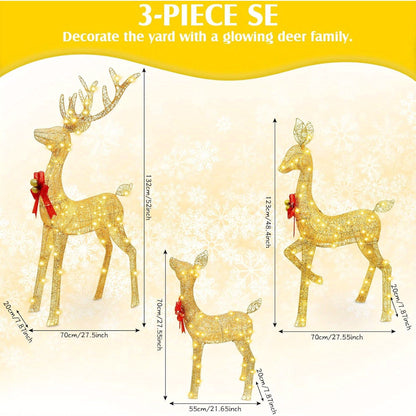 US Local Golden Christmas Reindeer Set - 3-Piece Holiday Decoration