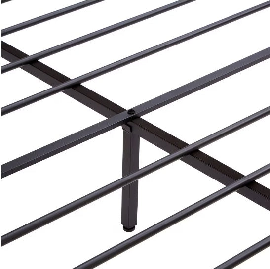 US Local King Size Metal Platform Bed Frame With Wooden Headboard And Footboard With USB LINER