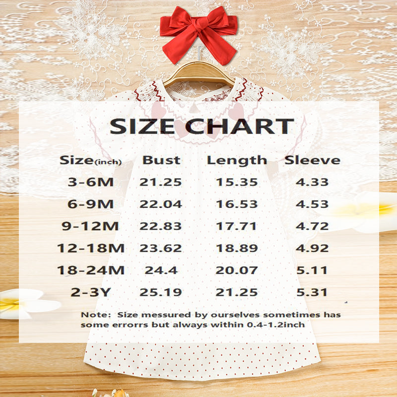 US Local Toddler Girl's Ruffle Sleeve Dress, Heart Embroidery & Polka Dot A-Line Dress With Back Button