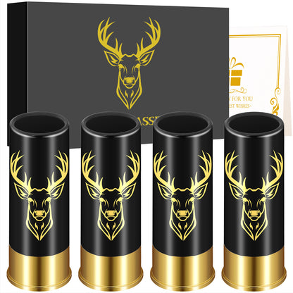 US Local 4 Deer Heads 1.5 Ounces - Reusable High-quality Plastic Bullet Cup, Suitable For Whiskey, Cocktails, And Wine, Perfect For Bars, Parties, And Gifts
