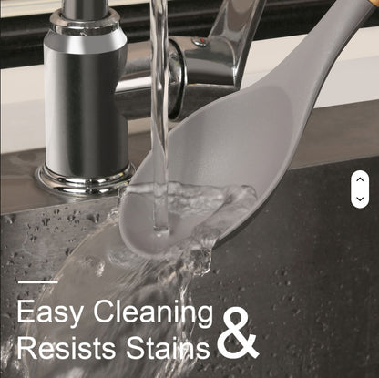 US Local Non-Stick Silicon 12 Pcs Heat Resistant Wooden Handle Kitchen Cooking Utensils Set, Gray Color