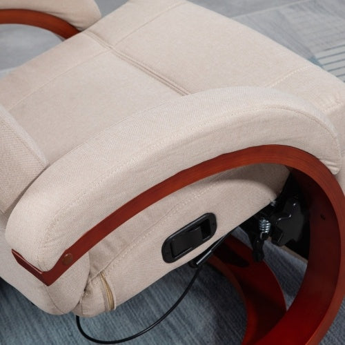 UK Local HOMCOM 135 Manual Reclining Swivel Chair, With Footrest - Beige