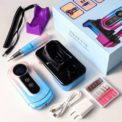 US Local Nail Drill, Portable Electric Nail File 45000RPM, Rechargeable Nail Drill Professional With Bits & Base, For Acrylic Gel Nails, E-File Machine, Manicure Polishing, For Salon Home