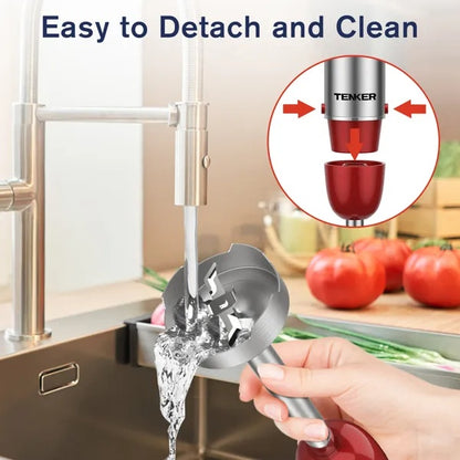 US Local 5 In 1 Immersion Blender Handheld 12 Speed Mode Hand Blender, Stainless Steel Blade With Mixing Beaker,