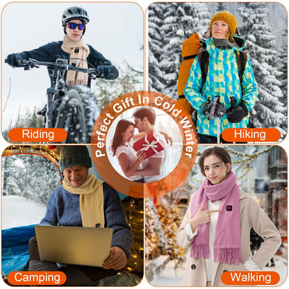 US Local 1 Pc Electric Heated Winter Scarf USB Heating Neck Wrap Unisex Heated Neck Shawl Soft Warm Scarves 3 Heating Modes For Outdoor Cycling Skiing Skating