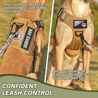 US Local American Local Tactical Pet Boobs Service Dog Harness Vest Adjustable Reflective Dog Harness Metal Buckle Hiking Training
