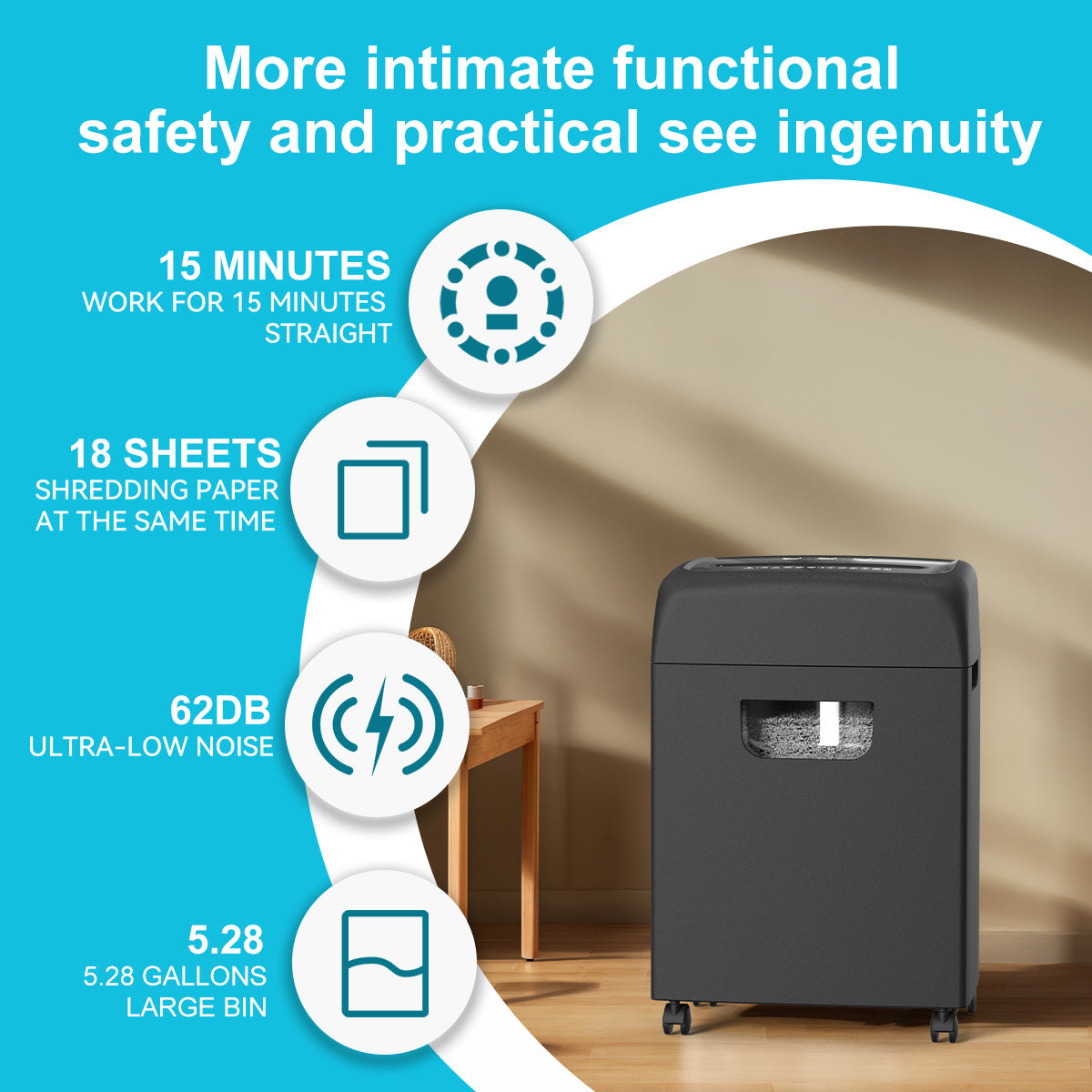 US Local Woolsche Cross Cut Document Shredder 18 Sheet Document Shredder Credit Card Shredder Security Level P-4 For Home, Office And Schools