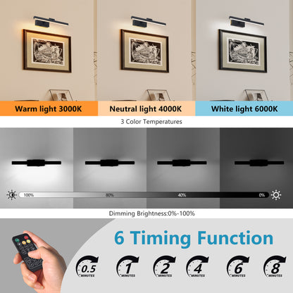 US Local 16inch Black Bathroom Light Fixtures Over Mirror Modern Dimmable LED Vanity Light For Bathroom Wall Lighting