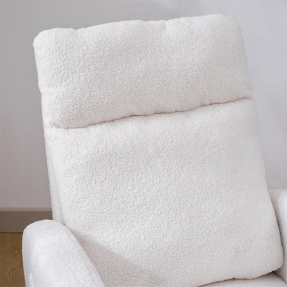 US Local Modern Accent Rocking Chair Rocking Chair With Solid Wood Legs, Upholstered Nursery Glider Rocker, Comfy Armchair With Side Pocket, Living Room Lounge Arm Chair With High Backrest