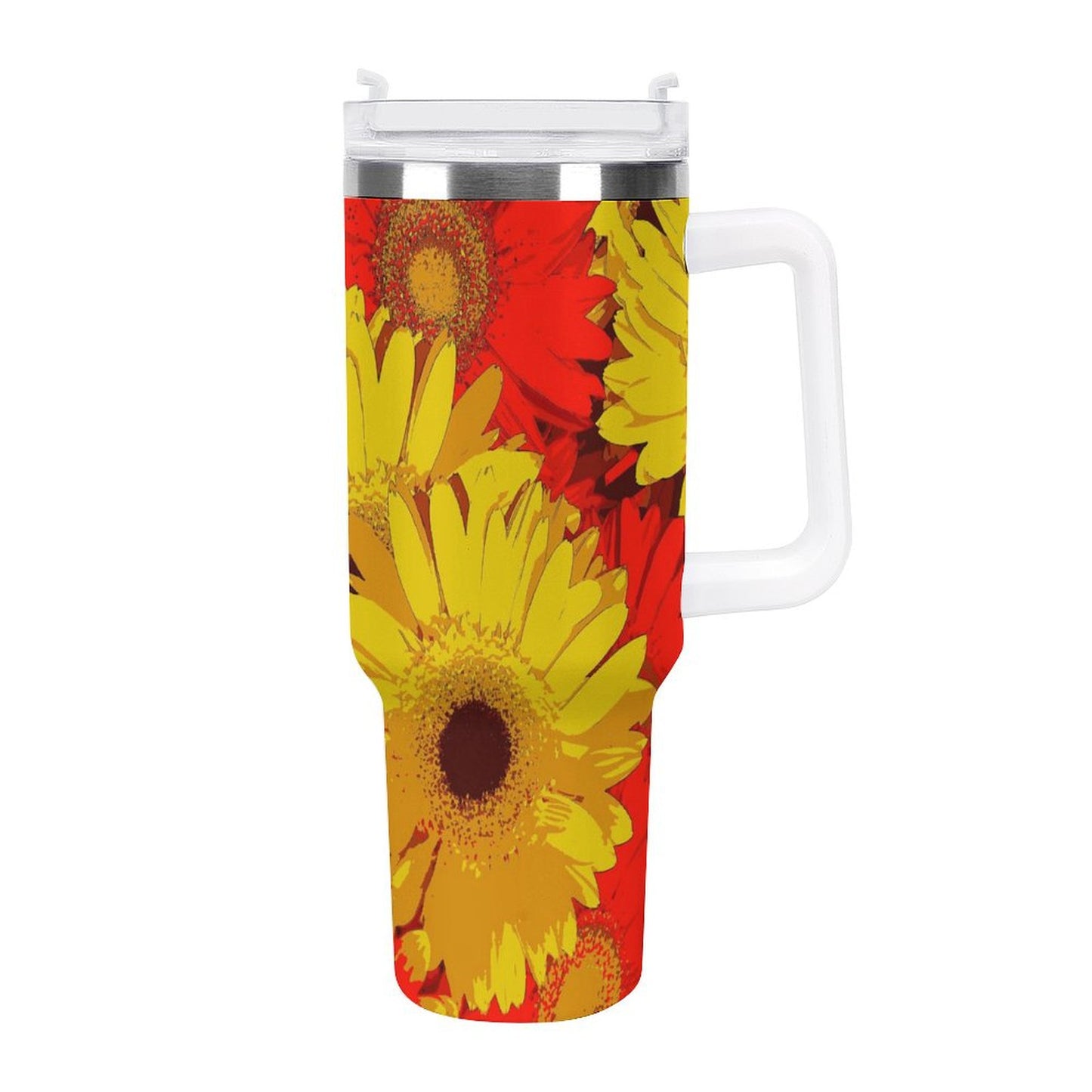 PHDT00354 POD US Local Tumbler 40 oz Large Capacity Car Cup Daisies, Big Flowers