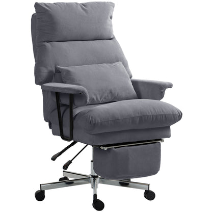 US Local Executive Office Chair With Lumbar Support, Footrest, High Back Reclining Overstuffed Desk Chair With, Gray