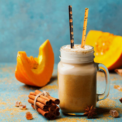 US Local 40 Pack Of 9 Inch BPA-Free Halloween Reusable Straws With Colorful Stripe Print Hard Straws For Mason Jars, Mason Glasses, Home Or Party Use, Comes With A Cleaning Brush