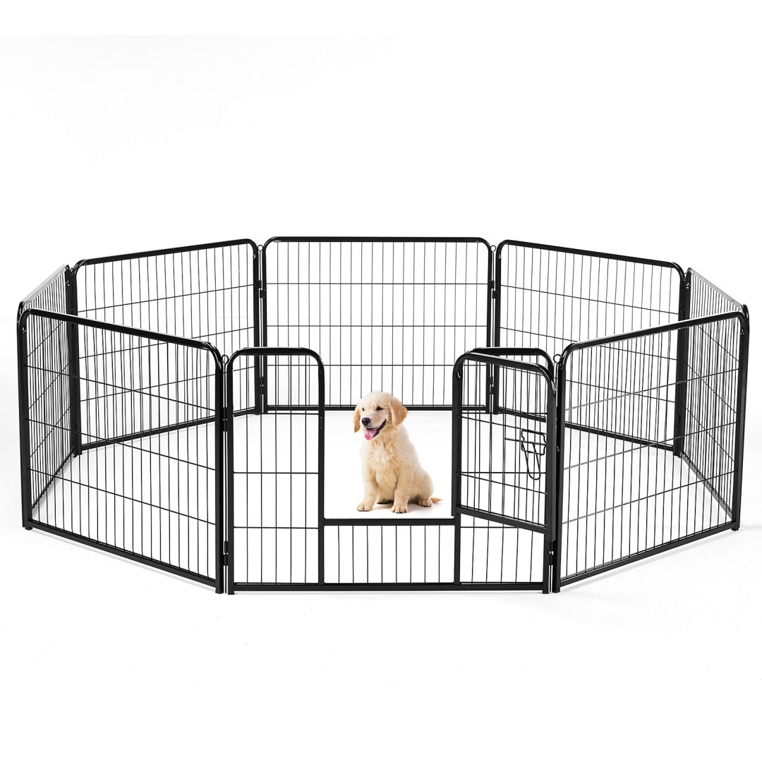 US Local Dog Playpen Indoor Fence Height Metal Exercise Pen With Door Small Puppy-Medium-Large Dogs Animal Pet For Outdoor, Garden, Yard