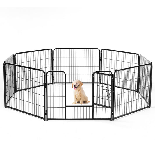 US Local Dog Playpen Indoor Fence Height Metal Exercise Pen With Door Small Puppy-Medium-Large Dogs Animal Pet For Outdoor, Garden, Yard