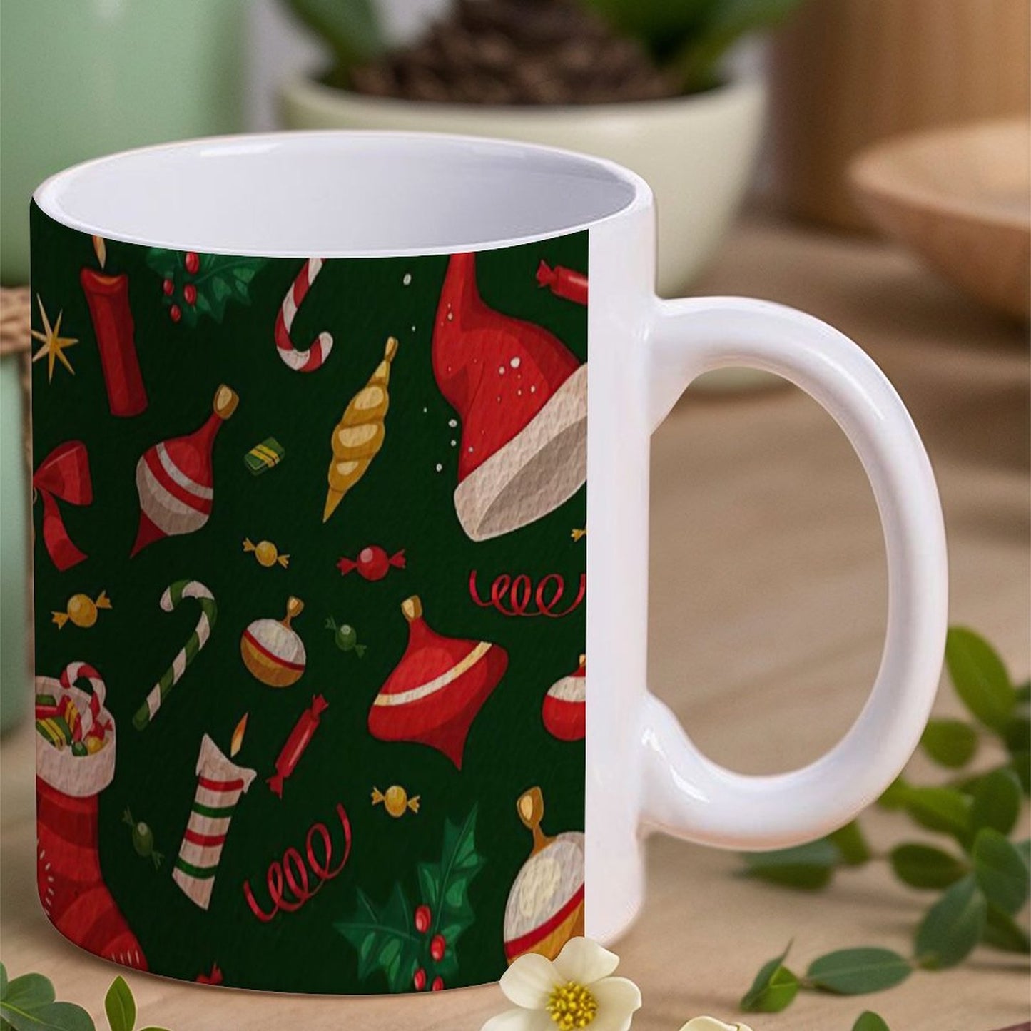 POD US Local White mug with full print, Christmas Sock 0086