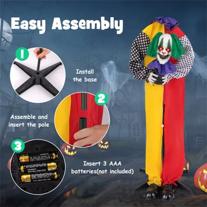 US Local 4.5FT Halloween Clown Decoration With LED Eyes And Phrase Recording