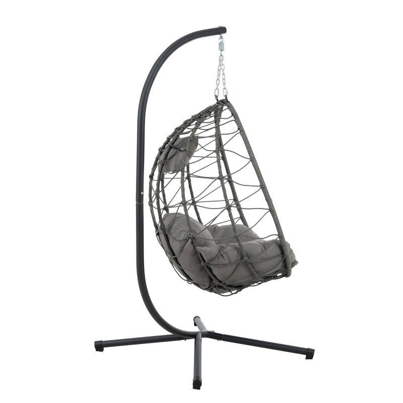 US Local Indoor And Outdoor Swing Chair With Stand, Patio Wicker Hanging Egg Chair, Hanging Basket Chair Suitable For Bedroom, Living Room And Balcony