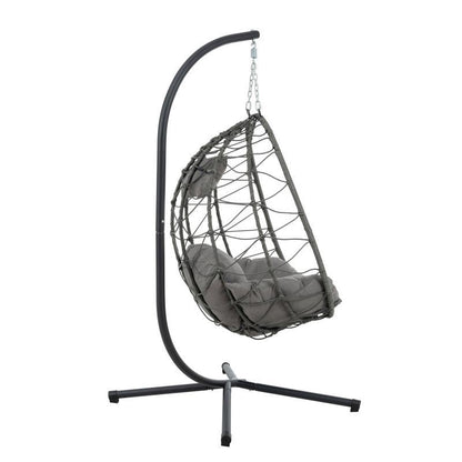 US Local Indoor And Outdoor Swing Chair With Stand, Patio Wicker Hanging Egg Chair, Hanging Basket Chair Suitable For Bedroom, Living Room And Balcony