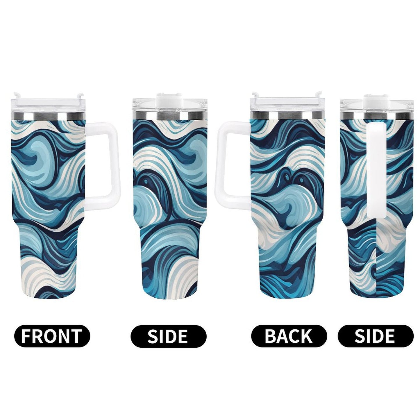 PHDT00044 POD US Local Tumbler 40 oz Large Capacity Car Cup Waves, Abstract